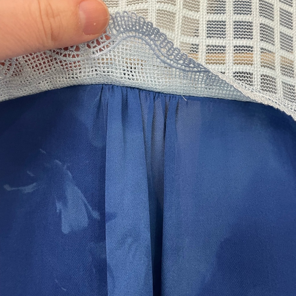 Reiss Blue Blouse with White Accents - Picture 11 of 11